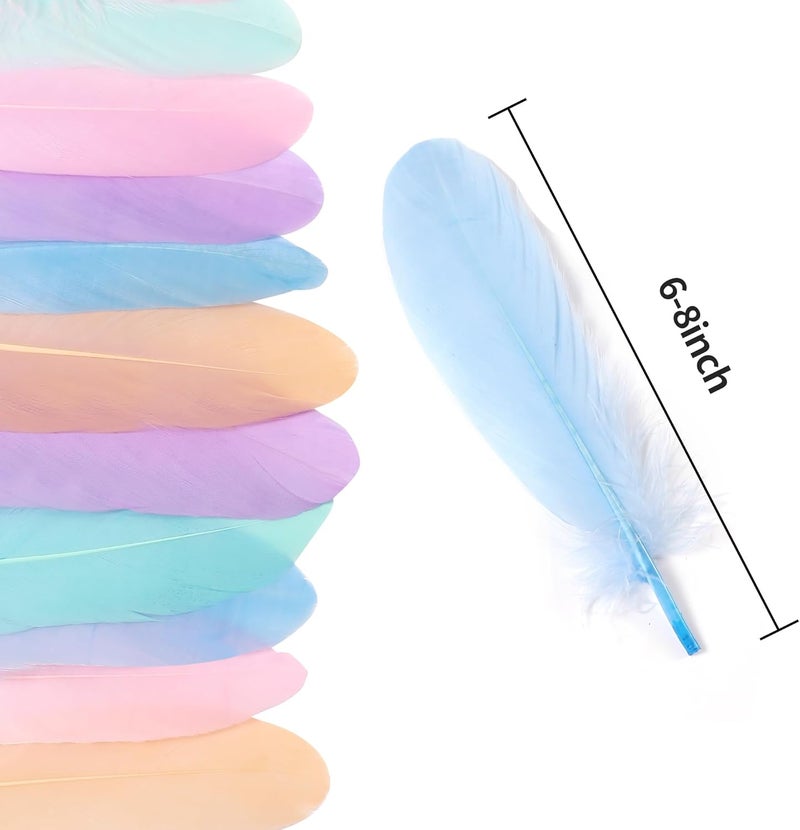 Ballinger Macaron Craft Feathers Bulk - 120Pcs 6-8inch Goose Feathers Bulk for DIY Halloween Decorations, Jewelry,Cosplay and Clothing Accessories - Image 3